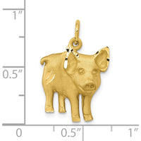 10K Yellow Gold Polished Pig Charm Pendant - Whimsical Themed Design