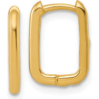 10K Yellow Gold Polished Rectangle Hinged Hoop Earrings - 1.85mm Thickness
