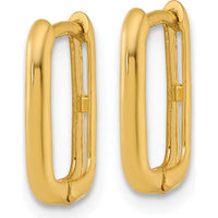 10K Yellow Gold Polished Rectangle Hinged Hoop Earrings - 1.85mm Thickness