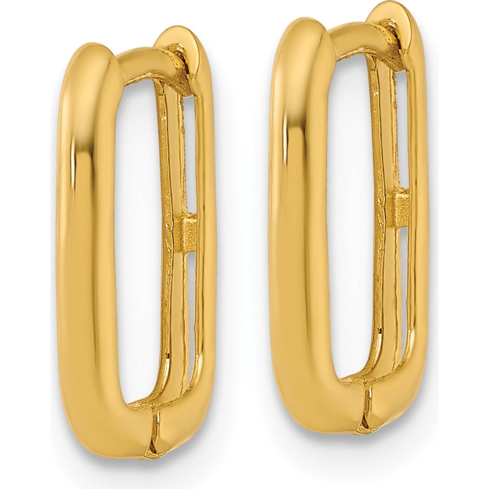 10K Yellow Gold Polished Rectangle Hinged Hoop Earrings - 1.85mm Thickness