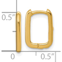 10K Yellow Gold Polished Rectangle Hinged Hoop Earrings - 1.85mm Thickness