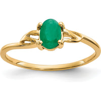 10K Yellow Gold Polished Ring with Oval Faceted Emerald - 0.5 Carat Total Emerald Weight
