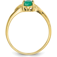10K Yellow Gold Polished Ring with Oval Faceted Emerald - 0.5 Carat Total Emerald Weight