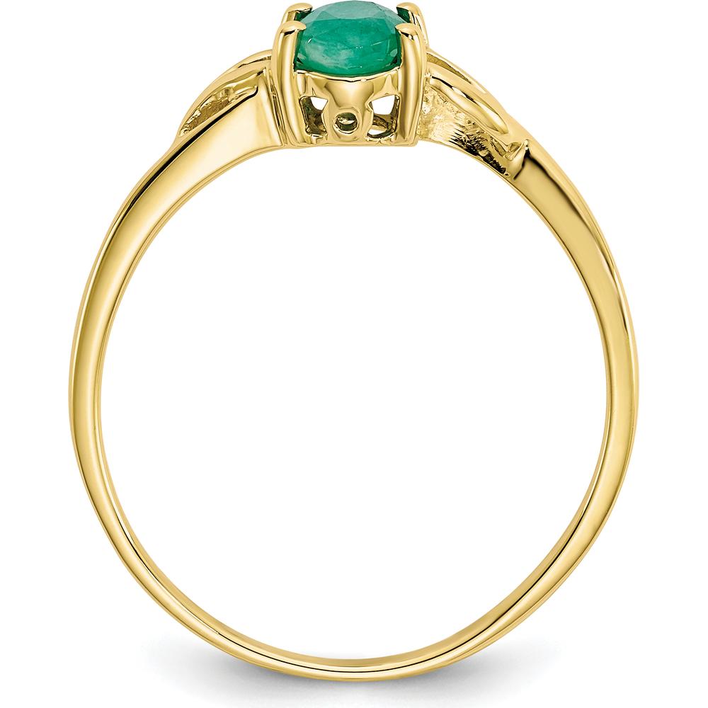 10K Yellow Gold Polished Ring with Oval Faceted Emerald - 0.5 Carat Total Emerald Weight