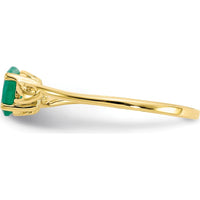 10K Yellow Gold Polished Ring with Oval Faceted Emerald - 0.5 Carat Total Emerald Weight