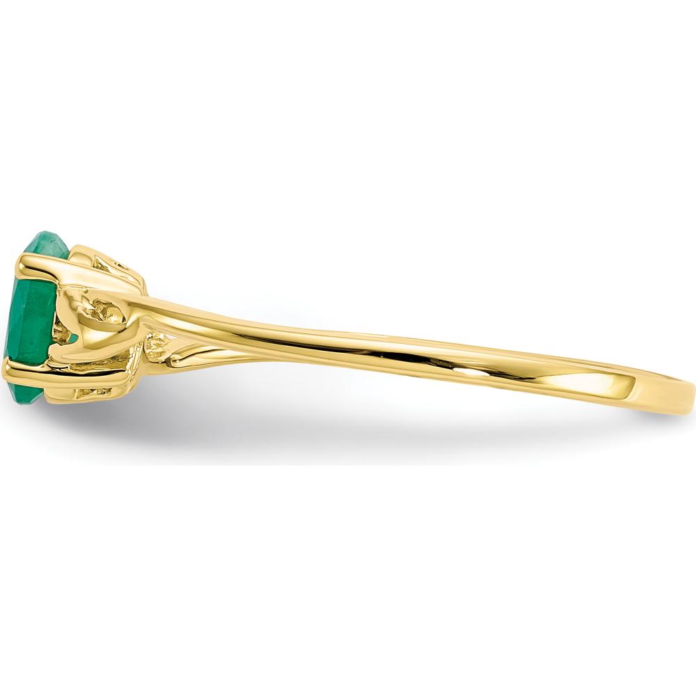 10K Yellow Gold Polished Ring with Oval Faceted Emerald - 0.5 Carat Total Emerald Weight