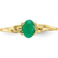 10K Yellow Gold Polished Ring with Oval Faceted Emerald - 0.5 Carat Total Emerald Weight
