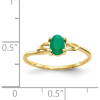 10K Yellow Gold Polished Ring with Oval Faceted Emerald - 0.5 Carat Total Emerald Weight