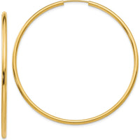 10K Yellow Gold Polished Round Endless Hoop Earrings - 54mm Diameter