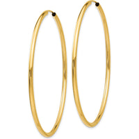 10K Yellow Gold Polished Round Endless Hoop Earrings - 54mm Diameter