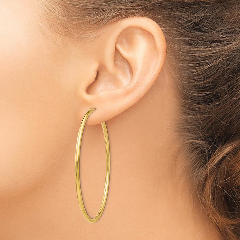 10K Yellow Gold Polished Round Endless Hoop Earrings - 54mm Diameter