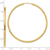 10K Yellow Gold Polished Round Endless Hoop Earrings - 54mm Diameter