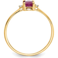 10K Yellow Gold Polished Ruby & Diamond Birthstone Ring with 0.63 Carat Ruby and 0.008 Carat Diamonds
