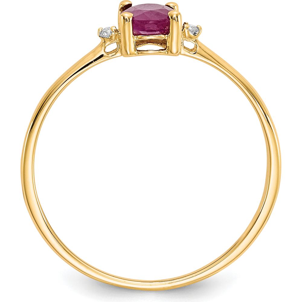 10K Yellow Gold Polished Ruby & Diamond Birthstone Ring with 0.63 Carat Ruby and 0.008 Carat Diamonds
