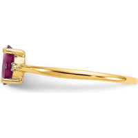 10K Yellow Gold Polished Ruby & Diamond Birthstone Ring with 0.63 Carat Ruby and 0.008 Carat Diamonds