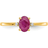 10K Yellow Gold Polished Ruby & Diamond Birthstone Ring with 0.63 Carat Ruby and 0.008 Carat Diamonds