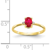 10K Yellow Gold Polished Ruby & Diamond Birthstone Ring with 0.63 Carat Ruby and 0.008 Carat Diamonds