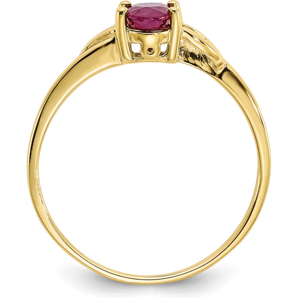 10K Yellow Gold Polished Ruby Birthstone Ring with Oval Faceted Ruby - 0.63 Carat