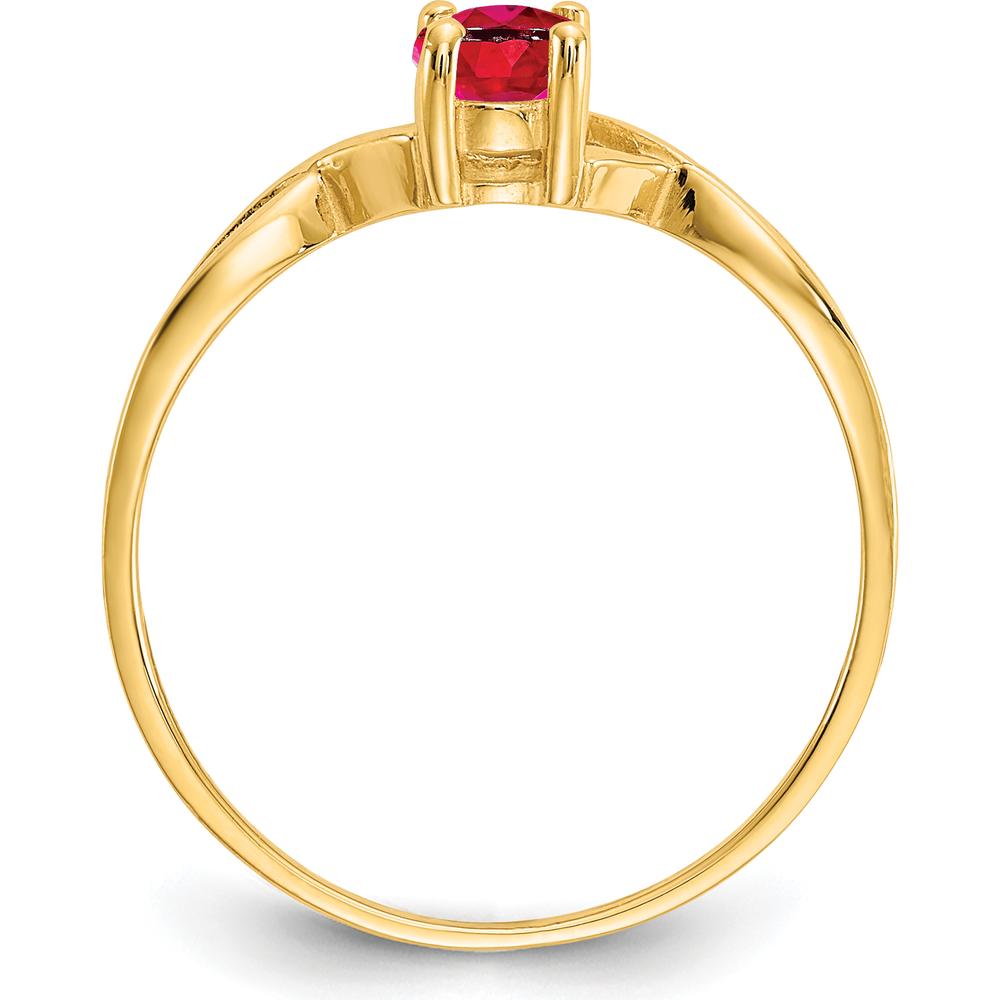 10K Yellow Gold Polished Ruby Birthstone Ring with Oval Faceted Ruby - 0.63 Carat Total Gem Weight