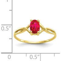 10K Yellow Gold Polished Ruby Birthstone Ring with Oval Faceted Ruby - 0.63 Carat Total Gem Weight