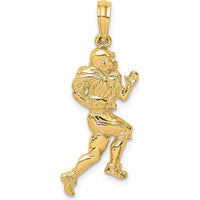 10K Yellow Gold Polished Running Football Player Charm 25.3mm