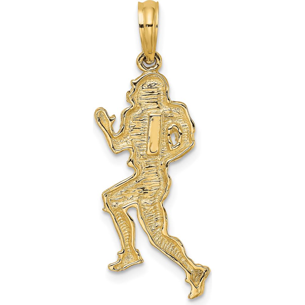 10K Yellow Gold Polished Running Football Player Charm 25.3mm