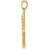 10K Yellow Gold Polished Running Shoe Pendant with Wing Detail