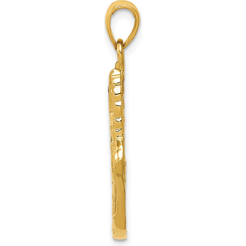 10K Yellow Gold Polished Running Shoe Pendant with Wing Detail