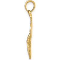 10K Yellow Gold Polished Sailfish Pendant - 29mm x 30mm