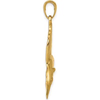 10K Yellow Gold Polished Sailfish Pendant - 37mm x 45mm