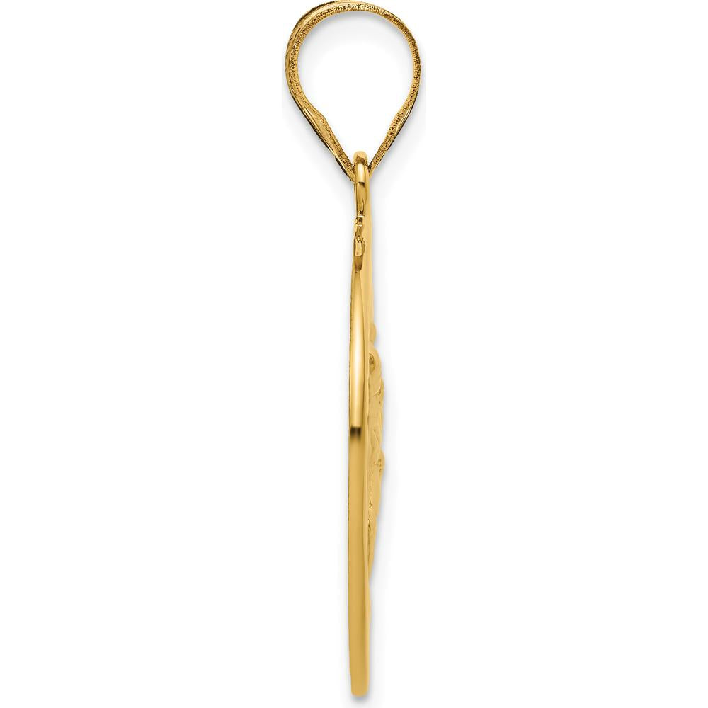 10K Yellow Gold Polished Saint Christopher Coin Charm Pendant