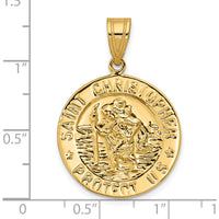 10K Yellow Gold Polished Saint Christopher Coin Charm Pendant