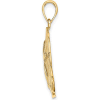 10K Yellow Gold Polished Sand Dollar Charm - 27.45mm Length