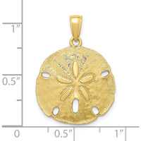 10K Yellow Gold Polished Sand Dollar Charm - 27.45mm Length