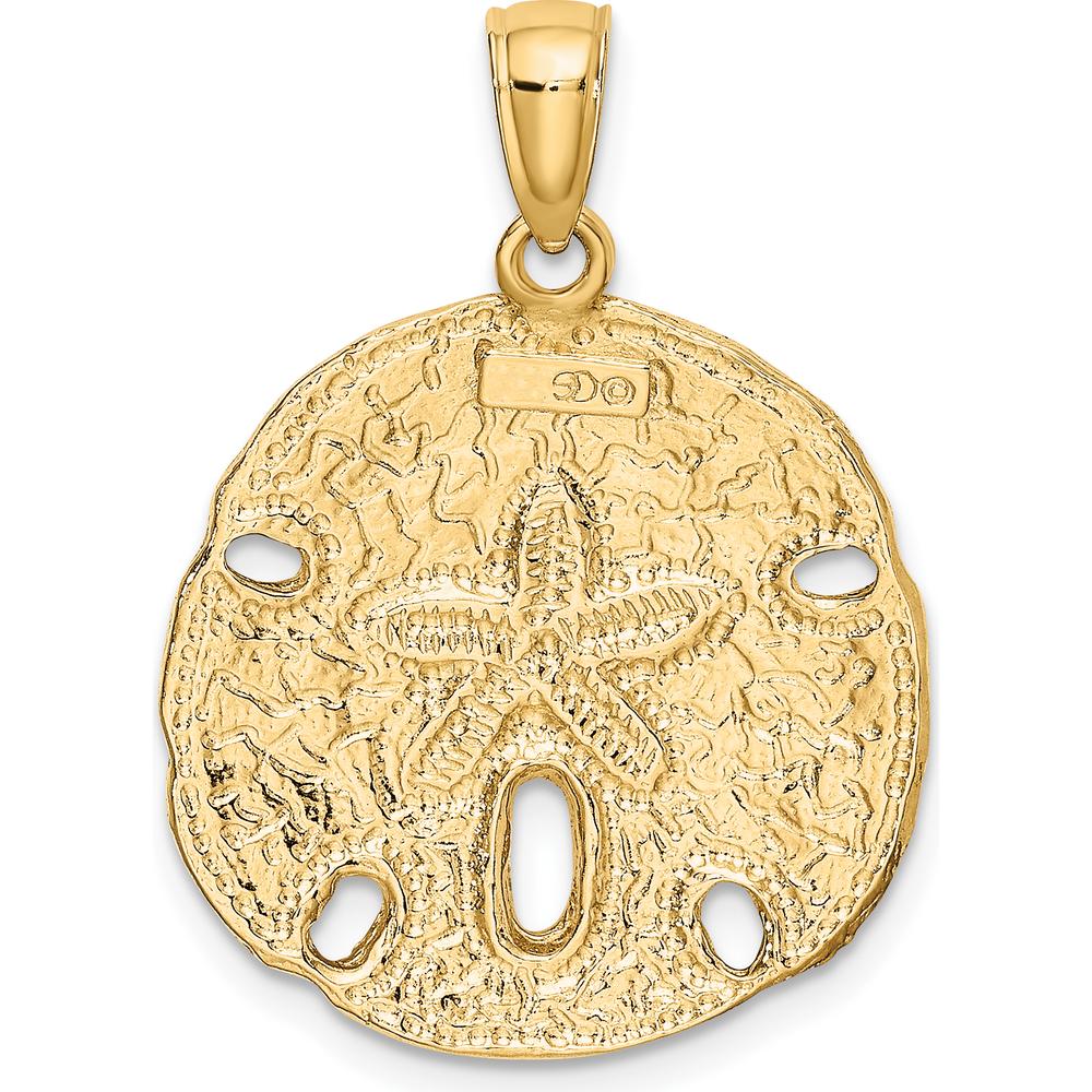 10K Yellow Gold Polished Sand Dollar Charm - 27.45mm Length