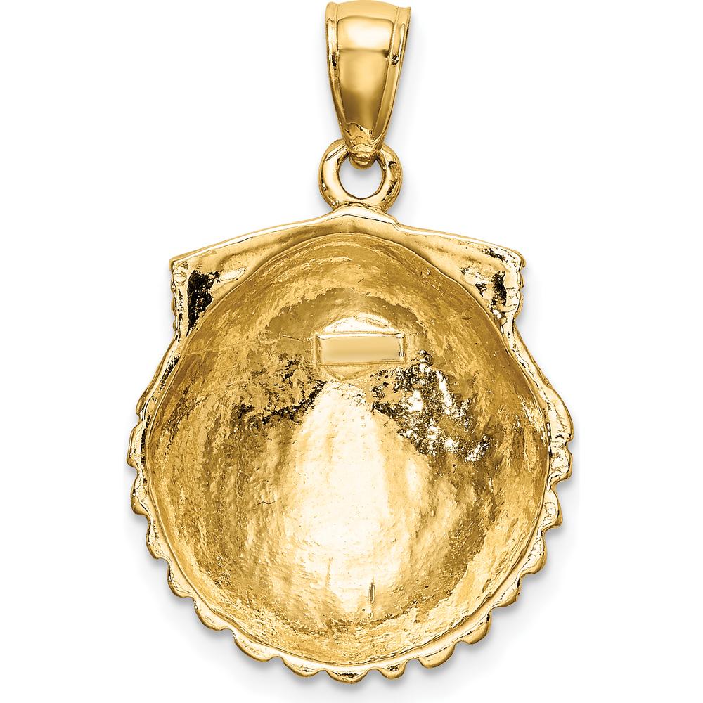 10K Yellow Gold Polished Scallop Shell Charm Pendant - 18.2mm Length