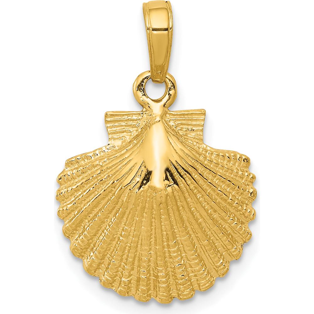 10K Yellow Gold Polished Scallop Shell Pendant - 24mm x 15mm