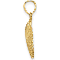 10K Yellow Gold Polished Scallop Shell Pendant - 24mm x 15mm