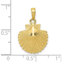 10K Yellow Gold Polished Scallop Shell Pendant - 24mm x 15mm