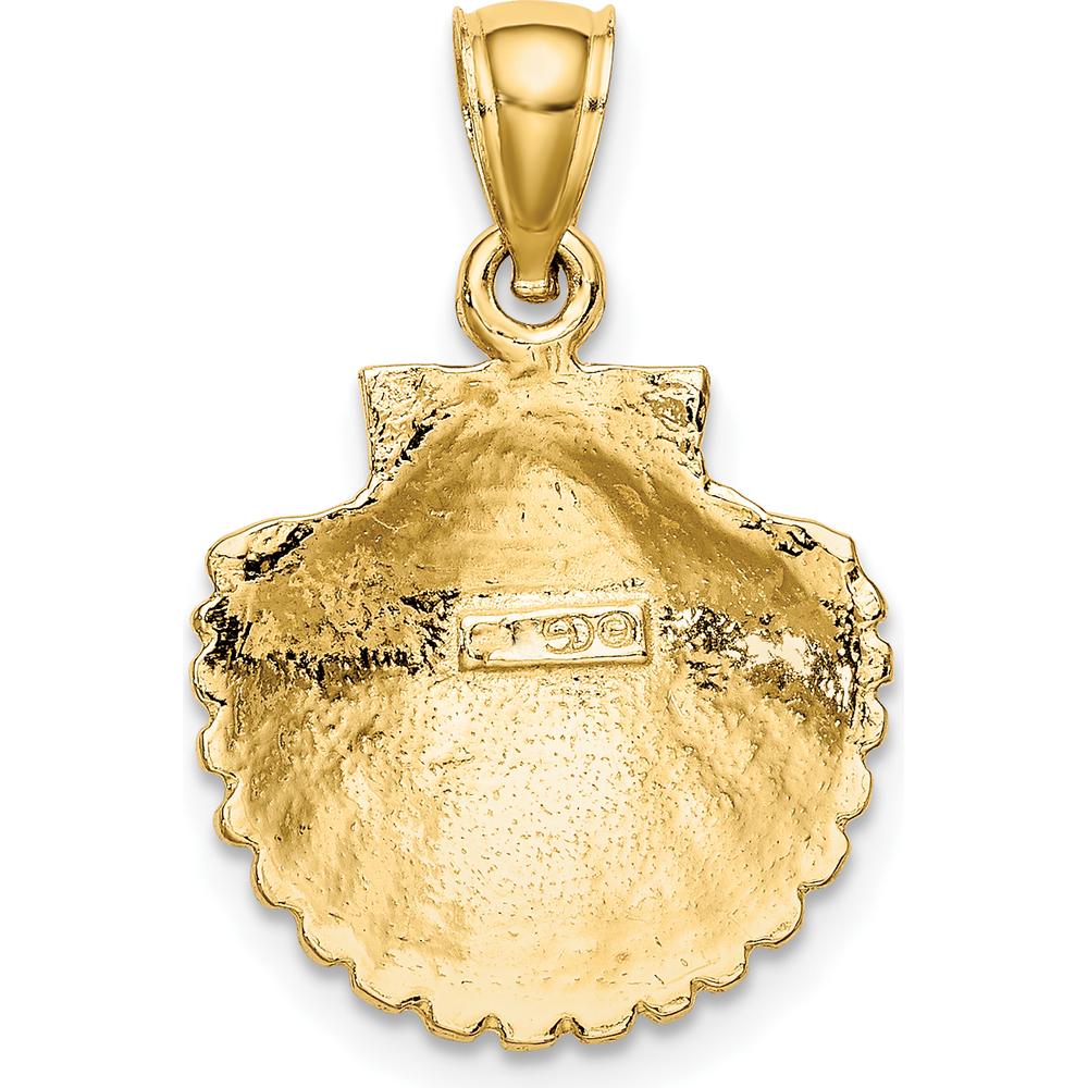 10K Yellow Gold Polished Scallop Shell Pendant - 24mm x 15mm