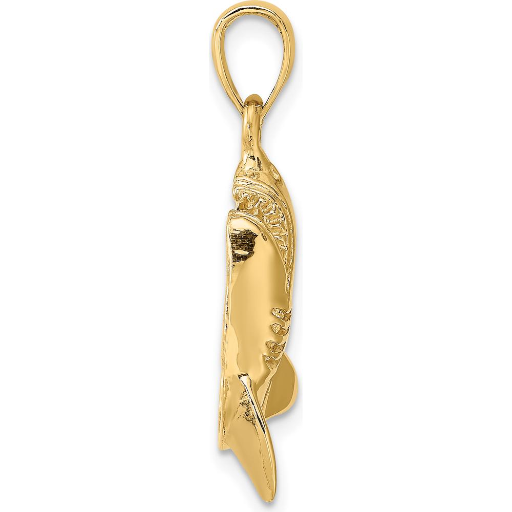 10K Yellow Gold Polished Shark Charm Pendant - 23.15mm Length