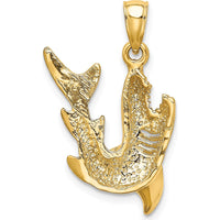 10K Yellow Gold Polished Shark Charm Pendant - 23.15mm Length