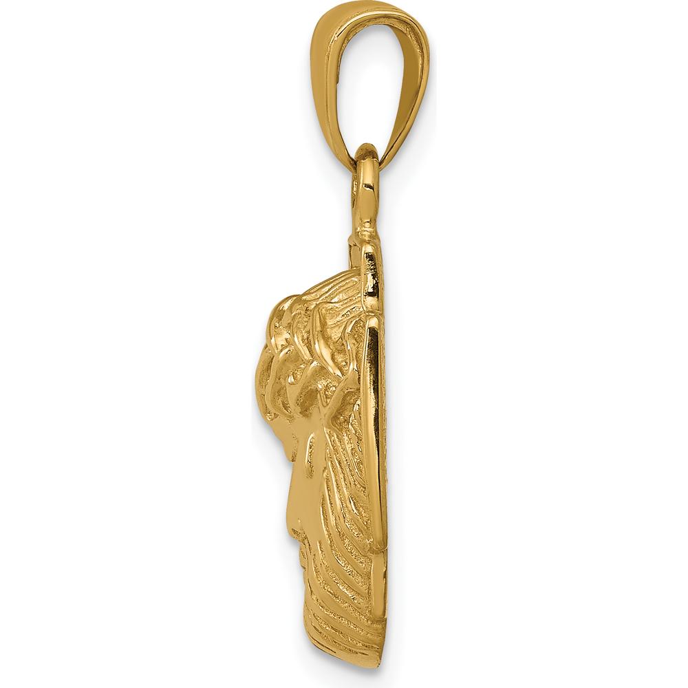 10K Yellow Gold Polished Small Jesus Head with Crown Pendant - Religious Symbol of Faith and Strength