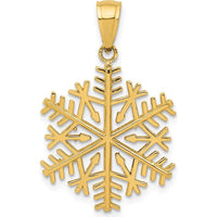 10K Yellow Gold Polished Snowflake Pendant - 26mm Length, 17mm Width