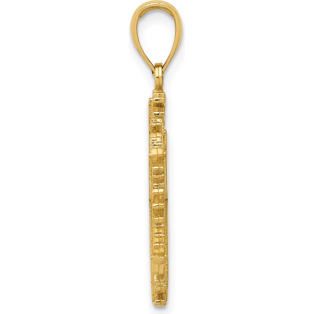10K Yellow Gold Polished Snowflake Pendant - 26mm Length, 17mm Width