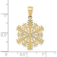 10K Yellow Gold Polished Snowflake Pendant - 26mm Length, 17mm Width
