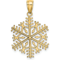 10K Yellow Gold Polished Snowflake Pendant - 26mm Length, 17mm Width