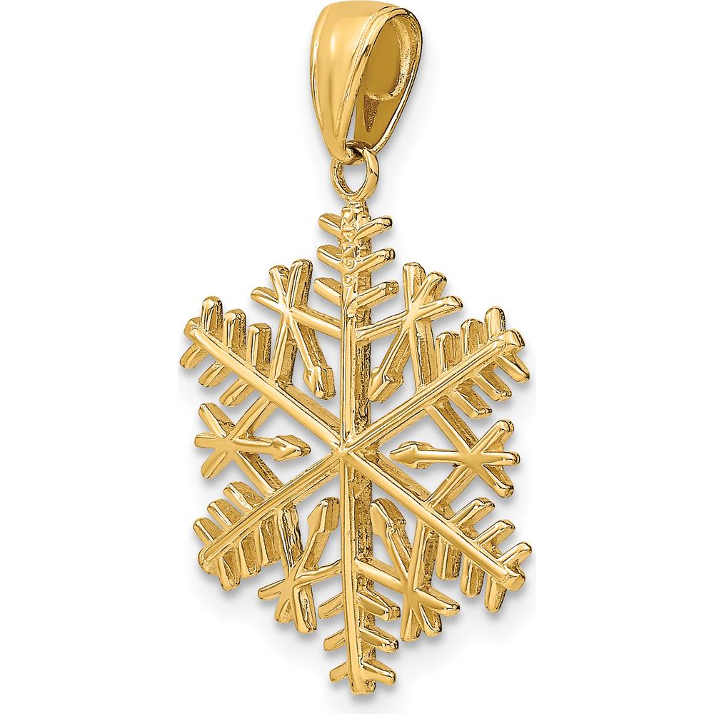 10K Yellow Gold Polished Snowflake Pendant - 26mm Length, 17mm Width