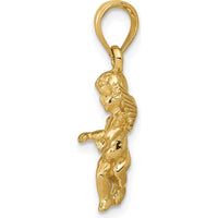 10K Yellow Gold Polished Solid Angel Pendant - 21mm Length