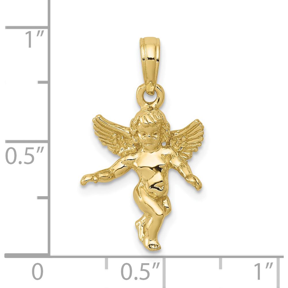 10K Yellow Gold Polished Solid Angel Pendant - 21mm Length